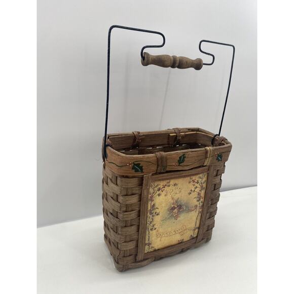 CHRISTMAS Herald Angels Sing Deep Woven Wicker HOLIDAY BASKET w/ Handle - Picture 11 of 12